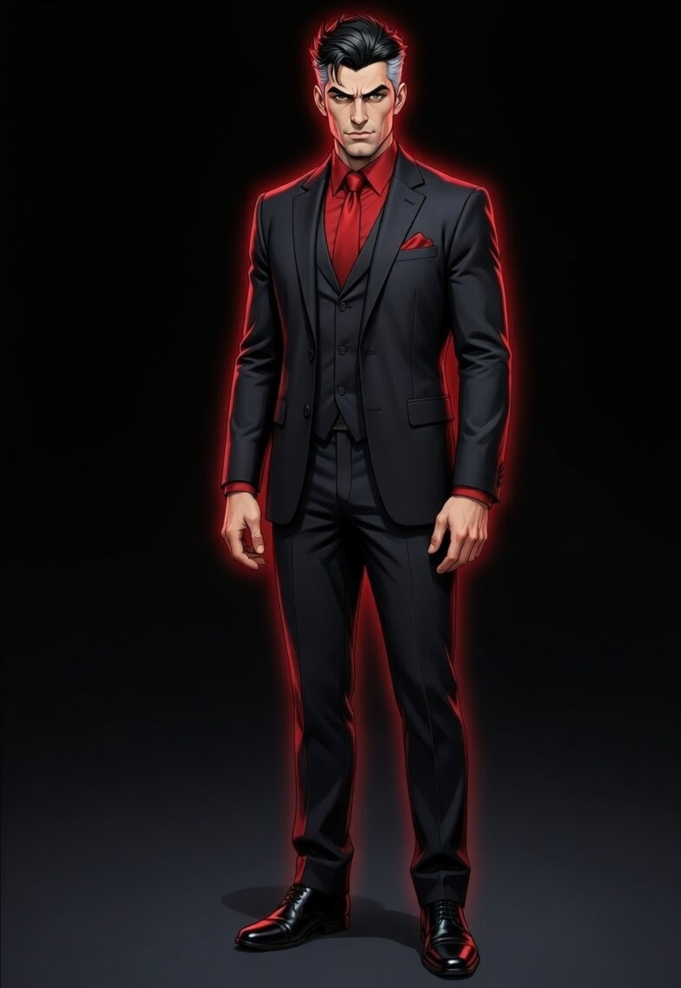 The Banker in suit with red aura