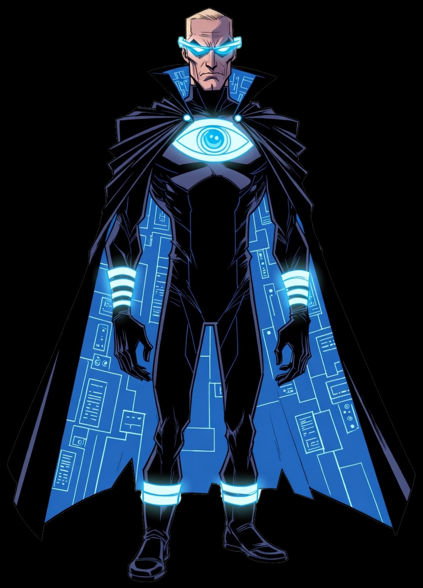 The Overseer with glowing eye emblem